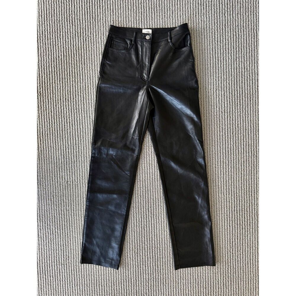 Wilfred Black High Rise Straight Leg Leather Pants Size 4